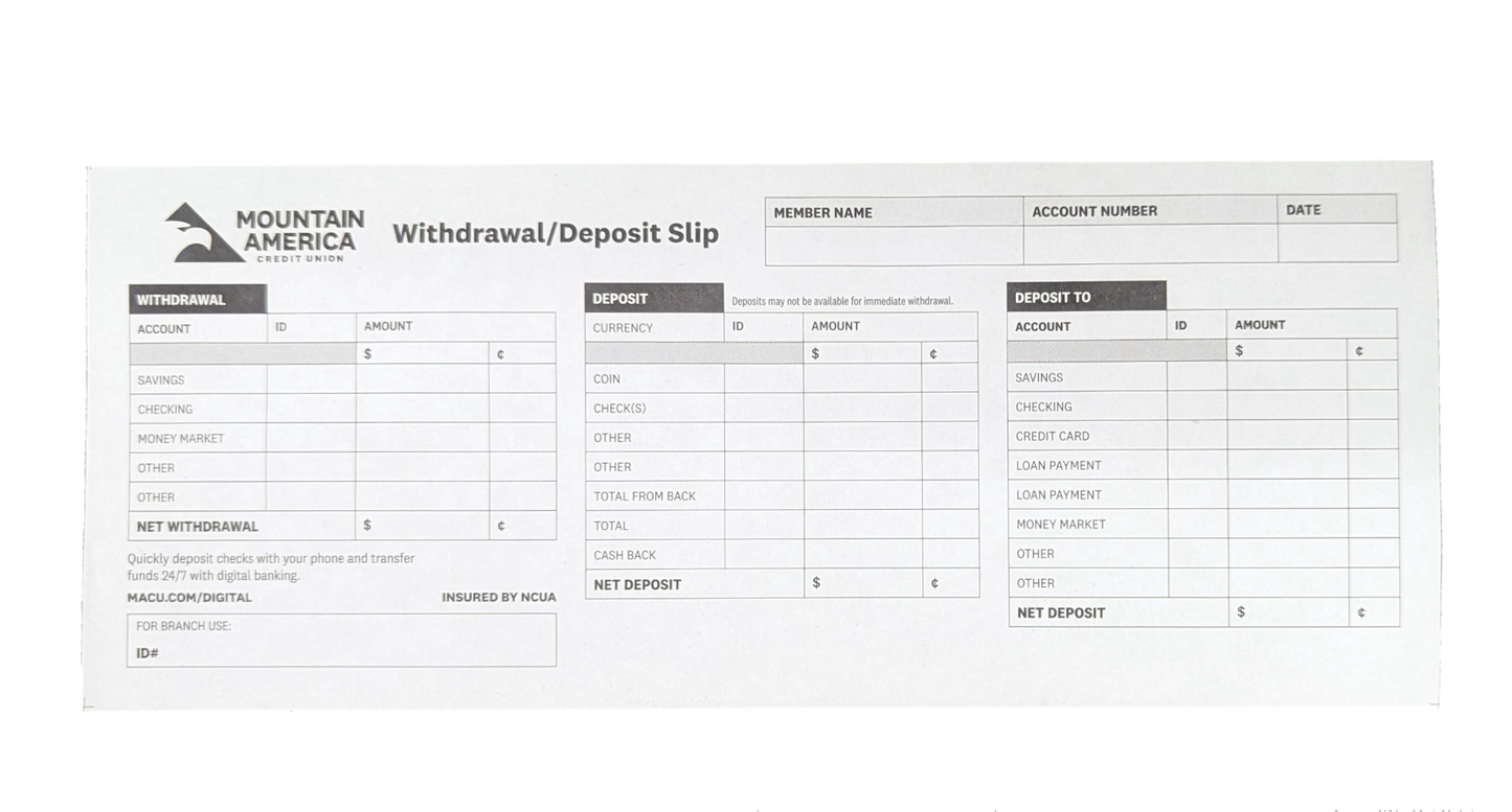 Withdrawal/Deposit Slips (500)